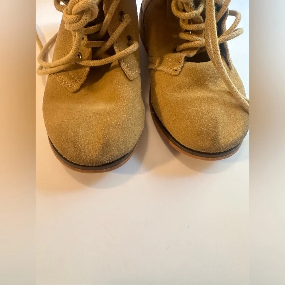 SweetHoney Kids Lace-Up Suede Combat Boots in Tan